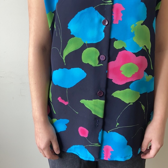 GLORIA VANDERBILT floral button up top blouse X-LARGE - Picture 5 of 7